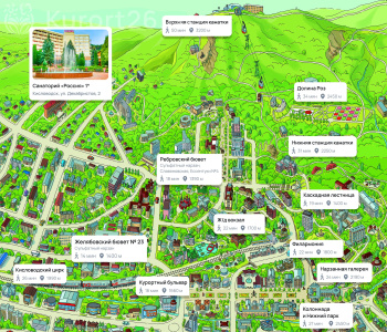 Санаторий «Россия» Кисловодск — карта расположения